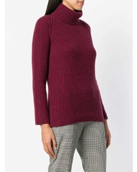 dunkellila Strick Rollkragenpullover von Borgo Asolo