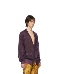 dunkellila Strick Strickjacke von Dries Van Noten