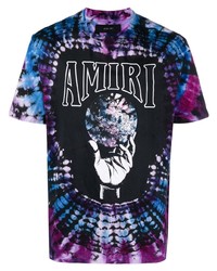 dunkellila Mit Batikmuster T-Shirt mit einem Rundhalsausschnitt von Amiri