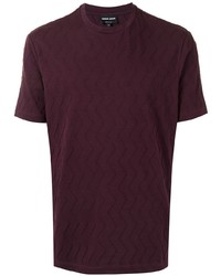 dunkellila T-Shirt mit einem Rundhalsausschnitt mit Chevron-Muster
