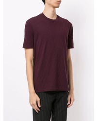 dunkellila T-Shirt mit einem Rundhalsausschnitt mit Chevron-Muster von Giorgio Armani