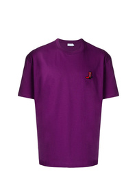 dunkellila T-Shirt mit einem Rundhalsausschnitt von Calvin Klein