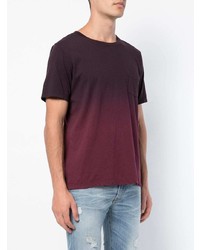 dunkellila T-Shirt mit einem Rundhalsausschnitt von Saint Laurent
