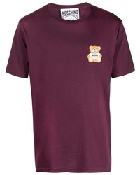 dunkellila T-Shirt mit einem Rundhalsausschnitt von Moschino