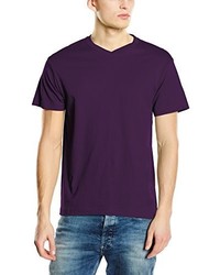 dunkellila T-Shirt mit einem V-Ausschnitt von Stedman Apparel