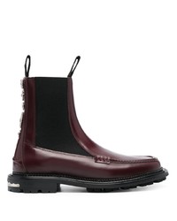 dunkellila verzierte Chelsea Boots aus Leder