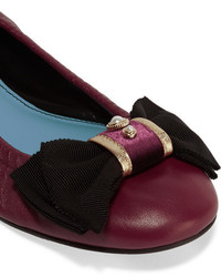 dunkellila verzierte Leder Ballerinas von Lanvin