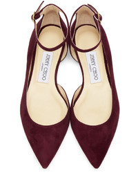 dunkellila Wildleder Ballerinas von Jimmy Choo