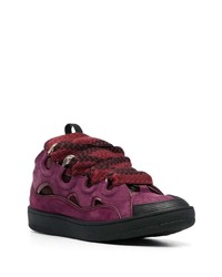 dunkellila Wildleder niedrige Sneakers von Lanvin