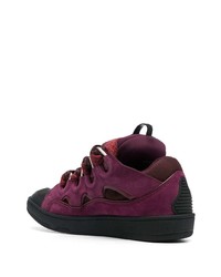 dunkellila Wildleder niedrige Sneakers von Lanvin