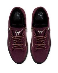 dunkellila Wildleder niedrige Sneakers von Giuseppe Zanotti