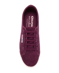 dunkellila Wildleder niedrige Sneakers von Superga