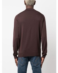 dunkellila Wollpolo pullover von John Smedley