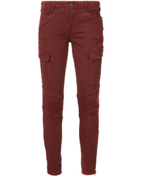 dunkelrote enge Jeans aus Baumwolle von J Brand