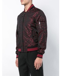 dunkelrote bedruckte Bomberjacke von Dolce & Gabbana