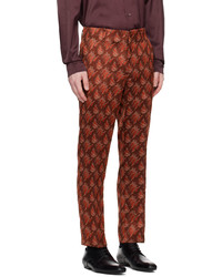 dunkelrote bedruckte Chinohose von Dries Van Noten