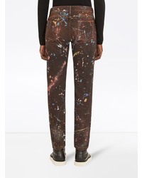 dunkelrote bedruckte enge Jeans von Dolce & Gabbana