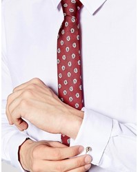 dunkelrote bedruckte Krawatte von Asos