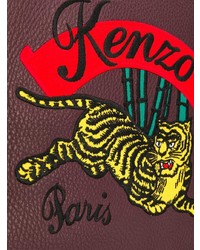 dunkelrote bedruckte Leder Clutch von Kenzo