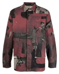 dunkelrote bedruckte Shirtjacke von Diesel