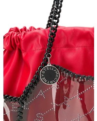 dunkelrote bedruckte Shopper Tasche aus Leder von Stella McCartney