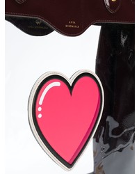 dunkelrote bedruckte Shopper Tasche aus Leder von Anya Hindmarch