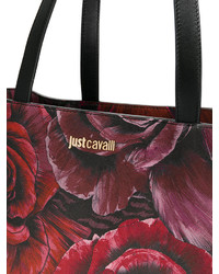 dunkelrote bedruckte Shopper Tasche von Just Cavalli