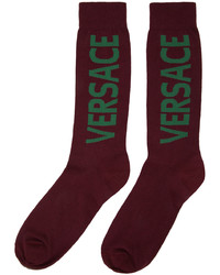 dunkelrote bedruckte Socken von Versace