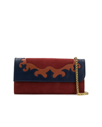 dunkelrote bedruckte Wildleder Clutch