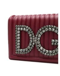 dunkelrote beschlagene Leder Umhängetasche von Dolce & Gabbana