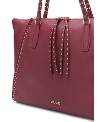 dunkelrote beschlagene Shopper Tasche aus Leder von Liu Jo