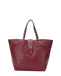 dunkelrote beschlagene Shopper Tasche aus Leder von RED Valentino