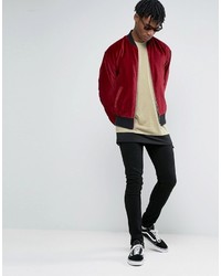 dunkelrote Bomberjacke von Asos