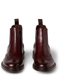 dunkelrote Brogue Stiefel aus Leder von Brioni
