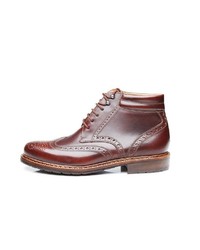 dunkelrote Brogue Stiefel aus Leder von Heinrich Dinkelacker