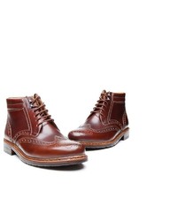 dunkelrote Brogue Stiefel aus Leder von Heinrich Dinkelacker