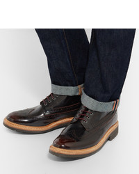 dunkelrote Brogue Stiefel aus Leder von Grenson