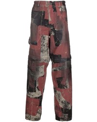 dunkelrote Camouflage Jeans