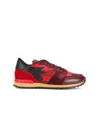 dunkelrote Camouflage Wildleder niedrige Sneakers