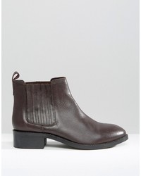 dunkelrote Chelsea Boots aus Leder von Asos