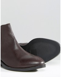 dunkelrote Chelsea Boots aus Leder von Asos