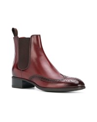 dunkelrote Chelsea Boots aus Leder von Santoni