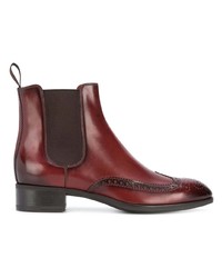 dunkelrote Chelsea Boots aus Leder von Santoni