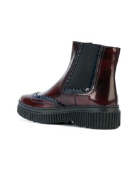 dunkelrote Chelsea Boots aus Leder von Tod's