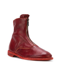 dunkelrote Chelsea Boots aus Leder von Guidi