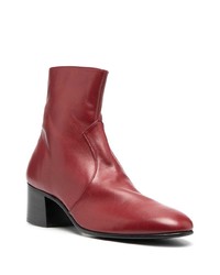 dunkelrote Chelsea Boots aus Leder von Saint Laurent