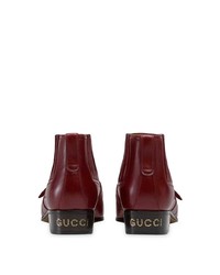 dunkelrote Chelsea Boots aus Leder von Gucci