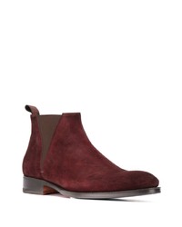 dunkelrote Chelsea Boots aus Wildleder von Santoni