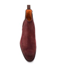 dunkelrote Chelsea Boots aus Wildleder von Santoni