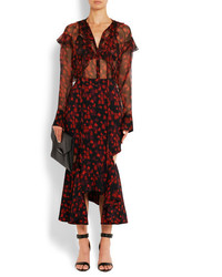 dunkelrote Chiffon Bluse mit Rüschen von Givenchy
